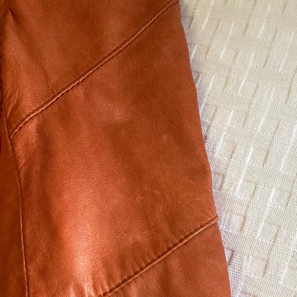 Danier burnt orange tan genuine leather jacket XXS zippered pockets - Picture 6 of 6